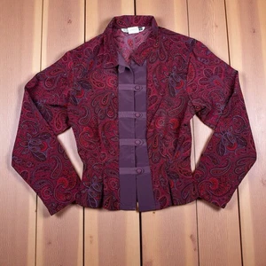 Vintage C.M. Shapes S Women's Blouse Button-Up Long Sleeve Collared Frog Closure - Picture 1 of 5