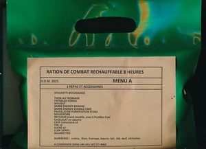 PORT OFFERT Une ration de combat réchauffable, 8 heures, DDM 2026 France Menu C - Imagen 1 de 2