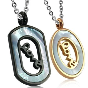 Collar Doble De Acero Con Colgante Para Parejas Love Perlado - Imagen 1 de 1