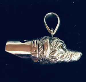 Antique style Sterling Silver Hunting Field Gun Dog Working Whistle Pendant  - Picture 1 of 7