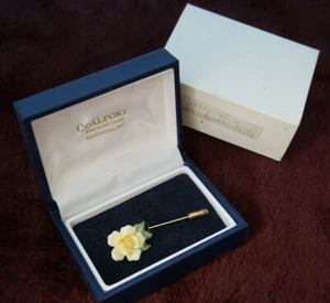 Staffordshire Coalport Yellow Rose Stickpin jewelry Boxed - Picture 1 of 4