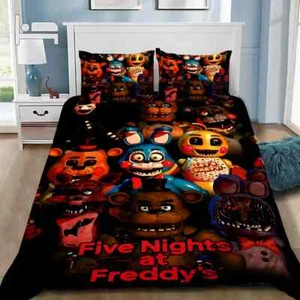 Cartoon Cover Pillowcase Bedding Set Five Night At Freddy Set Duvet Cover Bed - Picture 1 of 39