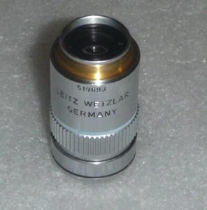 Lente microscopio Leitz Wetzlar Alemania 519693/ 160/- NPL FLUOTAR 50/1,00 OEL - Imagen 1 de 6