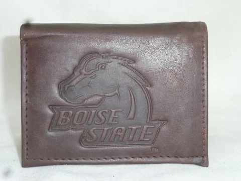 BOISE STATE BRONCOS  Leather TriFold Wallet     NEW     dark brown z+ Cover