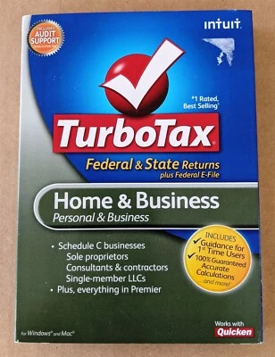 2010 Intuit TurboTax Home & Business Schedule C Federal+State CD Windows & Mac - Image 1 of 3