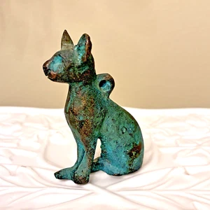 Egyptian Cat Bastet Bronze Amulet Antique Figurine Statue Heavy Patina Pharaonic - Picture 1 of 7