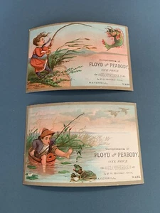 Antique Victorian Trade Card Clothiers ~ Haverhill, Mass ~ Girl Boy Fishing - Picture 1 of 6