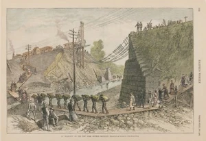 Harper's Weekly 1885: "A Wash-out on the New York Central Railroad" (Fonda, NY) - Picture 1 of 1