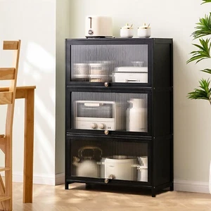 Modern Dining Room Cabinet with Flip Doors – 3-Layer Kitchen Sideboard Shelf - Picture 1 of 8