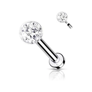 2X Crystal Internal Thread Labret Monroe Lip Ring Steel Bar Ear Tragus Piercing - Picture 1 of 16