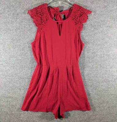 Express бордовый открытый назад Summer Romper кружева размер 8 пляж повседневный карманы - Изображение 1 из 4