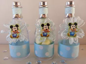 12 Mickey Mouse Fillable Champagne Bottles Baby Shower Boy Favors First Birthday - Picture 1 of 6