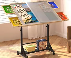 360°Tilting Jigsaw Puzzle Table w Legs Rolling Puzzle Table Adjustable Heigh AU. - Picture 1 of 8