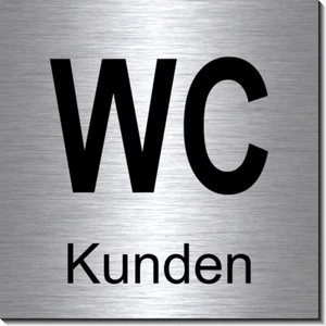 WC-Kunden-Toilette-Aluminium-Edelst.Optik-10 x 10 cm-Türschild-Schild-selbstkl. - Bild 1 von 1