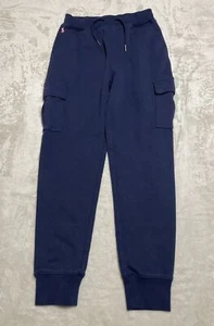 Polo Ralph Lauren Jogger Girls Size Large Blue Cargo Sweatpants Pink Pony Logo - Picture 1 of 9