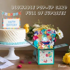Birthday Greeting Card with Light and Blowable Candle, 3D Colourful Light Popup - Picture 1 of 6