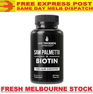 SAW PALMETTO 1000 mg + BIOTIN 10000 mcg HAIR GROWTH VITAMINS DHT BLOCKER 60 CAPS