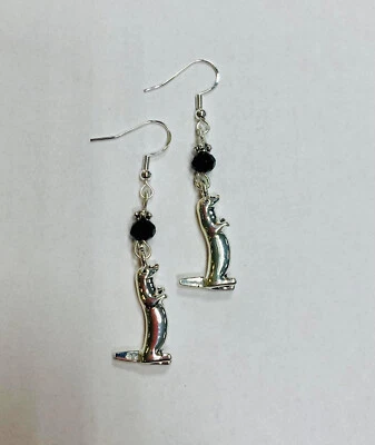 Выдра или печать серьги на провода из чистого серебра Бесплатная доставка - Изображение 1 из 2