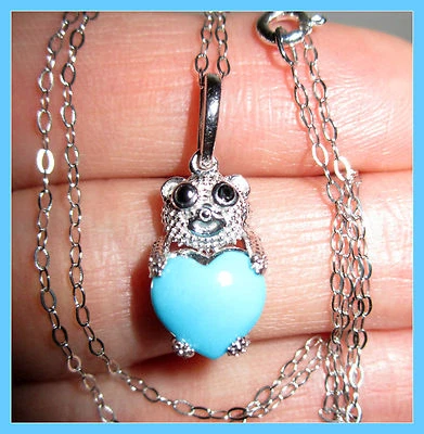 Collar Colgante Bella Durmiente Turquesa Tailandés Negro Espinela 2 quilates S Plata 925 Foto 1 de 4