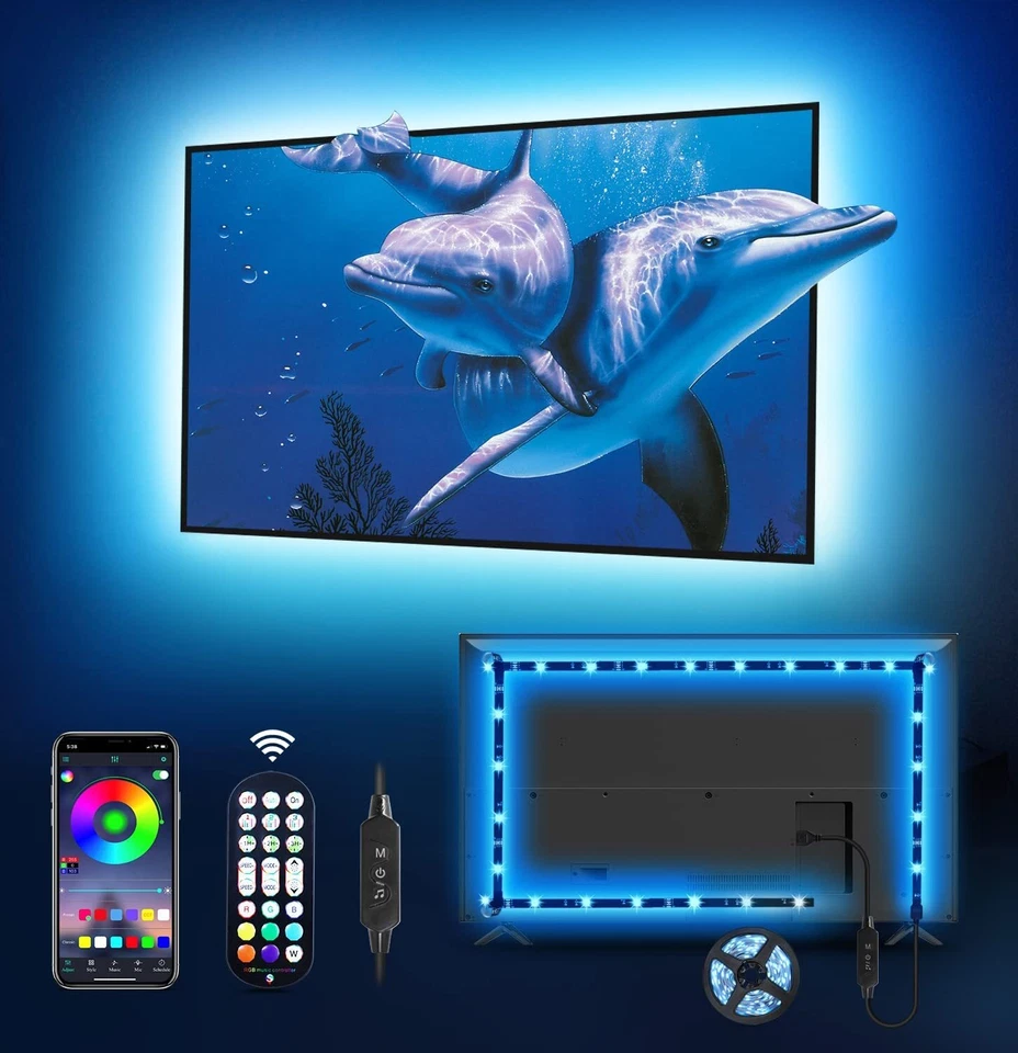 Striscia LED Luci Retroilluminazione TV USB TV Cambia Colore Nastro Armadio Luci - Immagine 1 di 1