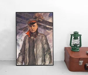 Poster Portrait Manfred von Richthofen Der rote Baron 1. Weltkrieg Militaria - Picture 1 of 3