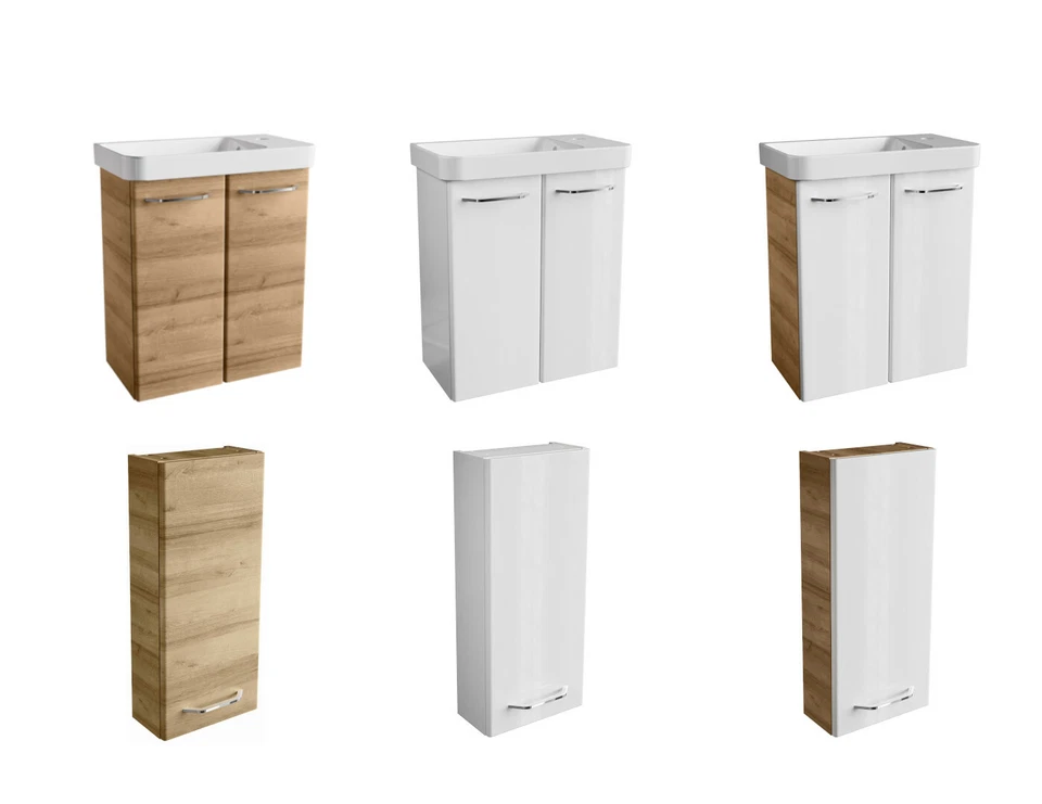 Fackelmann Badmöbel Set 2-tlg 55 cm Braun/Weiß Gäste WC Schrank MADE IN GERMANY - Bild 1 von 1