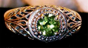 Sterling Silver Vintage 1 ct Peridot Solitaire Ring (it00100) - Picture 1 of 1