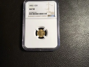 1,00 1853 Liberty Goldmünze NGC AU 58 viel Münzglanz - Bild 1 von 4