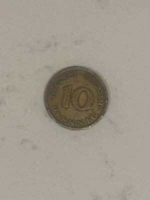 ALEMANIA # 10 peniques 1950 G República Federal de Alemania ¡genial! (100% genuino) Foto 1 de 2