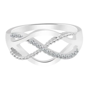 100% Natural IGI Certified White Diamond 0.07Ct Women's Ring In 14KT White Gold - Picture 1 of 4