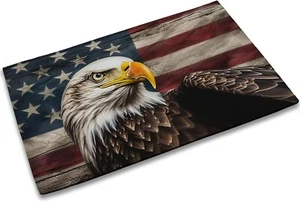 Patriotic Entrance Door Mat, American Flag 17X30INCH American Flag With Eagle - Picture 1 of 7