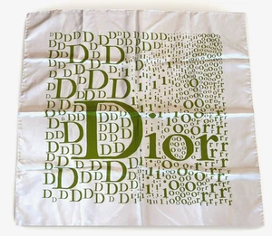 Vintage Original Christian Dior Green Logo Silk Scarf Italy 29" x 30.5" - Picture 1 of 6