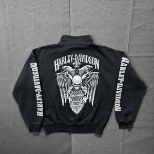 Vintage Harley Davidson Quarter Zip Sweatshirt Size Large Oconomowoc Wisconsin - Bild 1 von 6