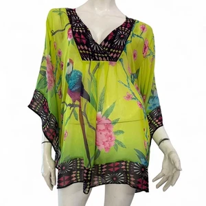 MATTHEW WILLIAMSON x H&M Maglia blusa verde tropicale Tg EUR 34 Seta Silk - Foto 1 di 21