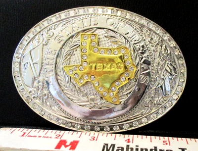 Fivela de cinto State of Texas cowboy cowgirl rodeio estilo ocidental GRANDE 5,5" TX - Imagem 1 de 4