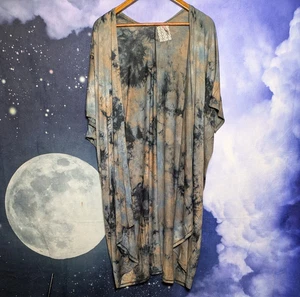 Mauve schwarz braun Batik Kimono Cardigan Größe Medium Whimsigoth Boho Witchy - Bild 1 von 8