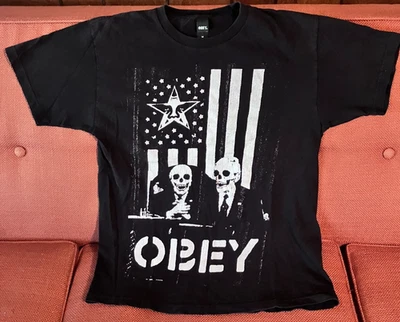 OBEY Men’s Medium T-Shirt Skull Oval Office Graphic - Image 1 of 4