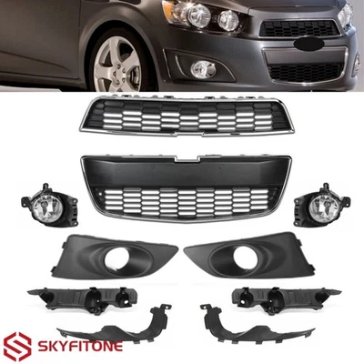 For Chevy Chevrolet Sonic 2012-2016 Front Grille&Foglights Bezel&Bracket 10pcs Foto 1 de 4