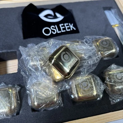 Osleek Gold Edition Whiskey Stone Ice Cube Set SET OF 8 Ice Cubes Chilling New - Image 1 of 4