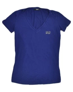 LIU JO Womens T-Shirt Top UK 6 XS Blue Cotton CX06 - Picture 1 of 5