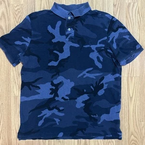 Polo Ralph Lauren Polo Shirt Boys Medium Bue Camouflag Embroidered Preppy Casual - Picture 1 of 9