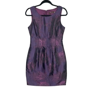 Eliza J Floral Rose Pleated Dupioni Party Dress 6P Sleeveless Wedding Cocktail - Picture 1 of 10