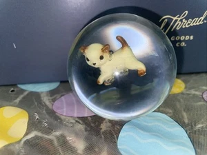 Vtg Sulphide Puppy Figurine In Glass Paperweight - Picture 1 of 7