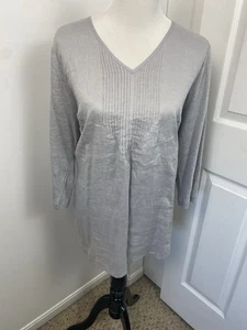 J Jill Love Leinen große Tunika grau 3/4 Arm Bohemian Coastal Preppy - Bild 1 von 13