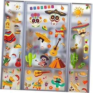76 Pieces Mexican Fiesta Party Window Sticker Cinco De Mayo Window Decals - Picture 1 of 8