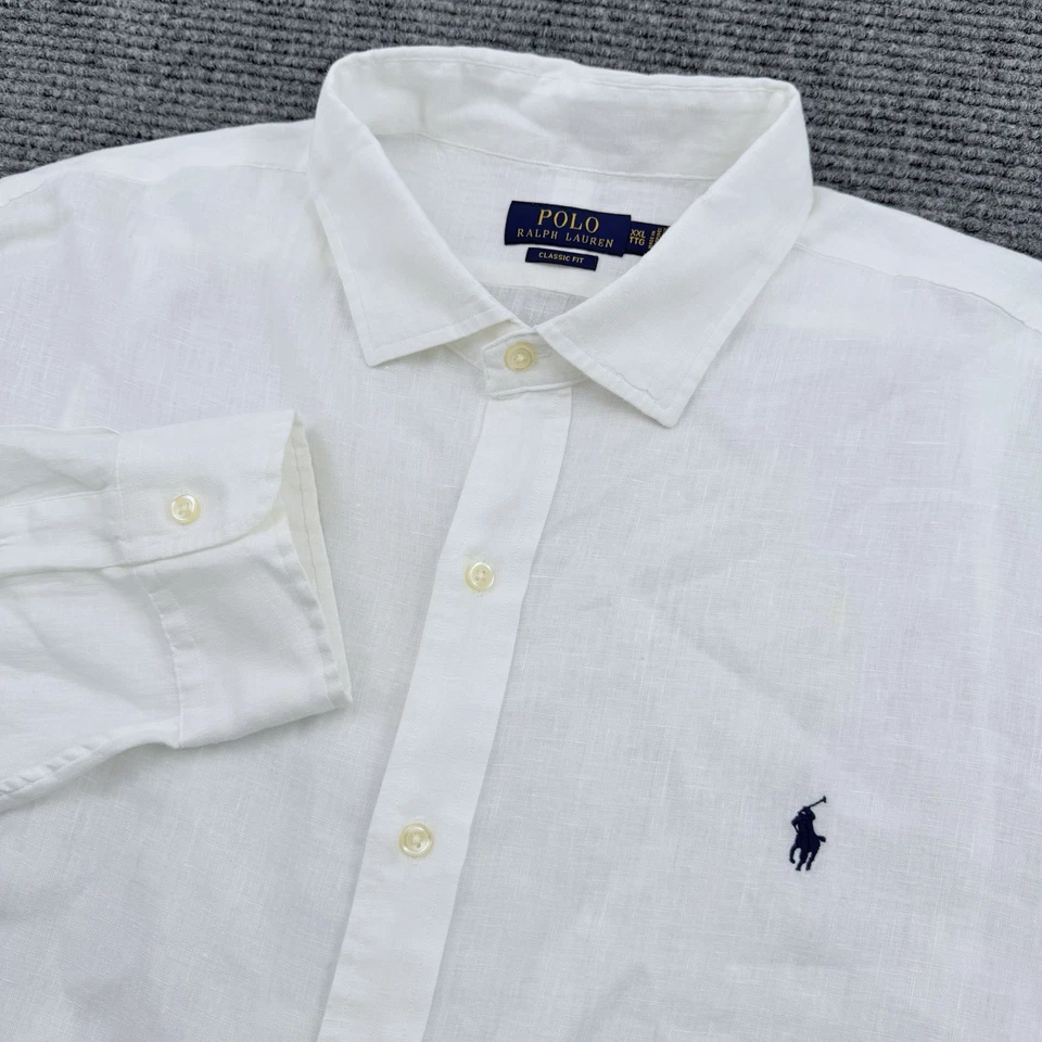 Polo Ralph Lauren 100% Linen Button Up Shirt Men’s Size 2XL Long Sleeve White - Image 1 of 4