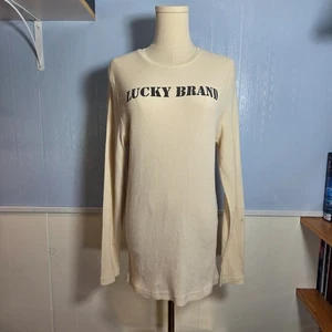 Camisa para dormir ligera de manga larga marfil blanco roto mediano Lucky Brand - Imagen 1 de 10