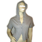 Womens Hoodie Sweater Crop Top Shrug Bolero Hoodies M 7 8 Gray Grey Short Sleeve