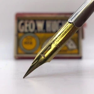 Geo W Hughes 456 Grammar Pen Nib - Vintage Gold Tone Dip Pen Nib Calligraphy - Picture 1 of 4