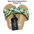 Bebe Girls Criss Cross Printed Tropical Floral Canvas Slide Sandal Size Toddler